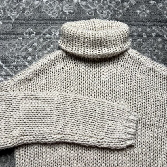Lovers + Friends NWT Sweater Size Small Oatmeal Loose Knit Wool Blend Fisherman - Picture 3 of 8